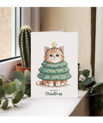 Ginge cat in christmas tree costume