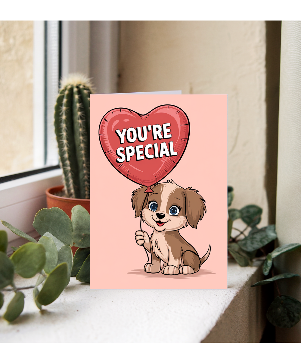 You're Special - Puppy with a Heart Balloon