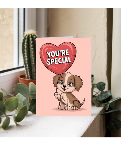 You're Special - Puppy with a Heart Balloon