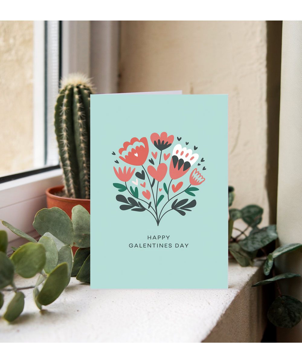 Happy Galentines Day Card Best Friends flowers
