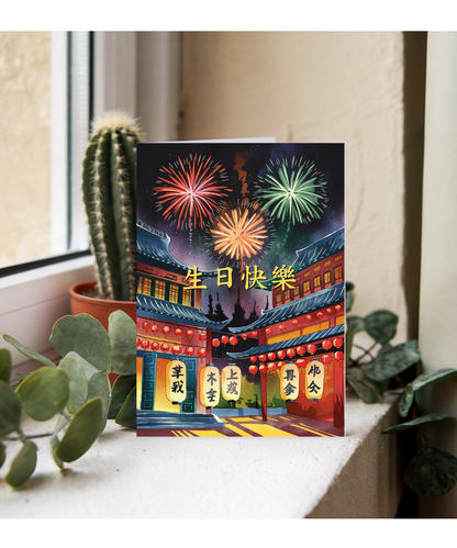 Cantonese Happy Birthday with Fireworks Display