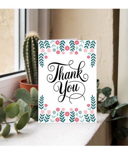 Thank You - Floral and Leaf Border