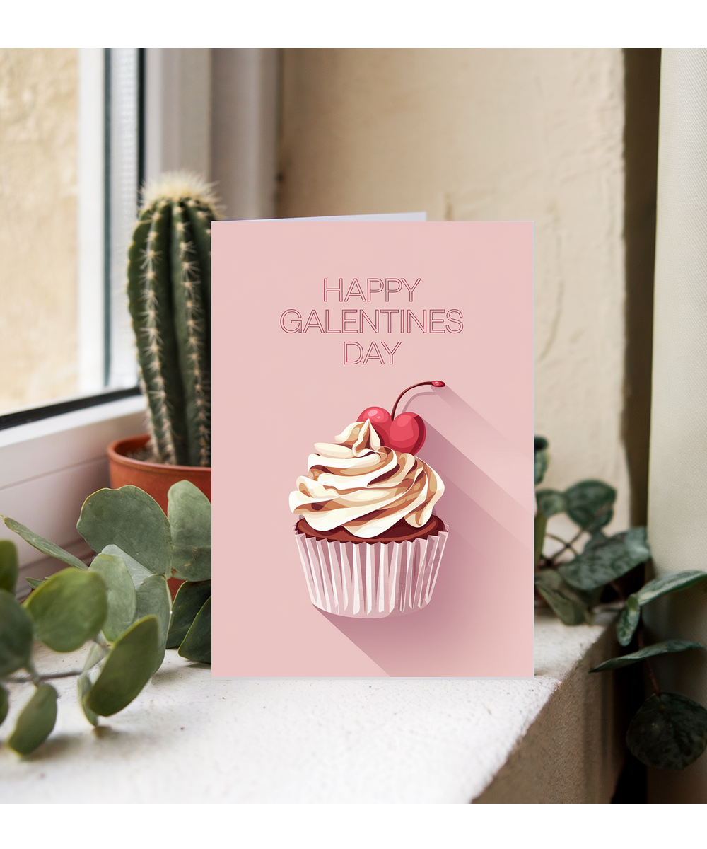Happy Galentines Day Card cupcake