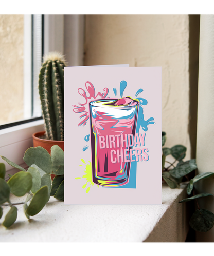 Birthday Cheers Card for woman man pint glass
