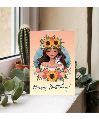 Happy Birthday Girl with Flower Crown