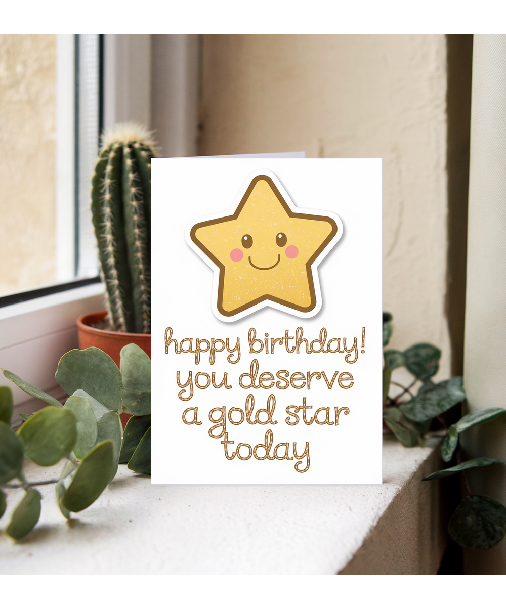 Birthday Card for Teacher You Deserve a Gold Star Today