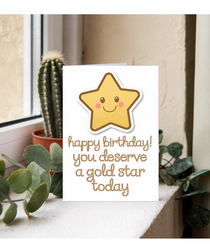Birthday Card for Teacher You Deserve a Gold Star Today