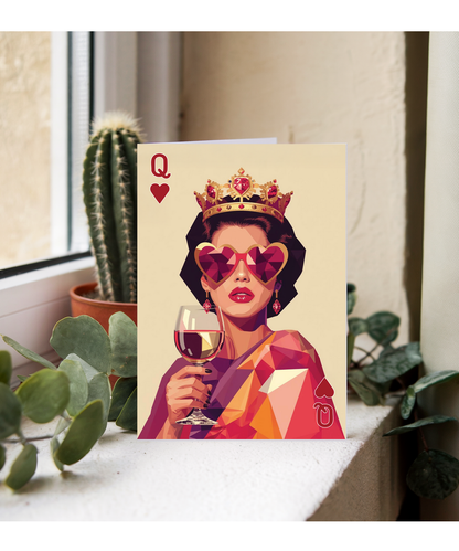 Birthday queen of hearts and wine
