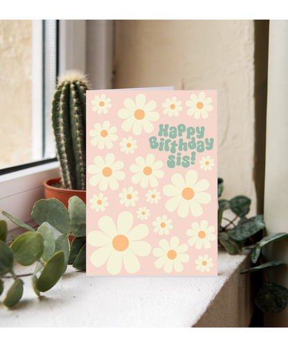 Happy Birthday card funky sis daisies