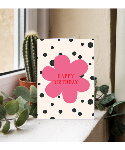 Happy Birthday card polka dot flower