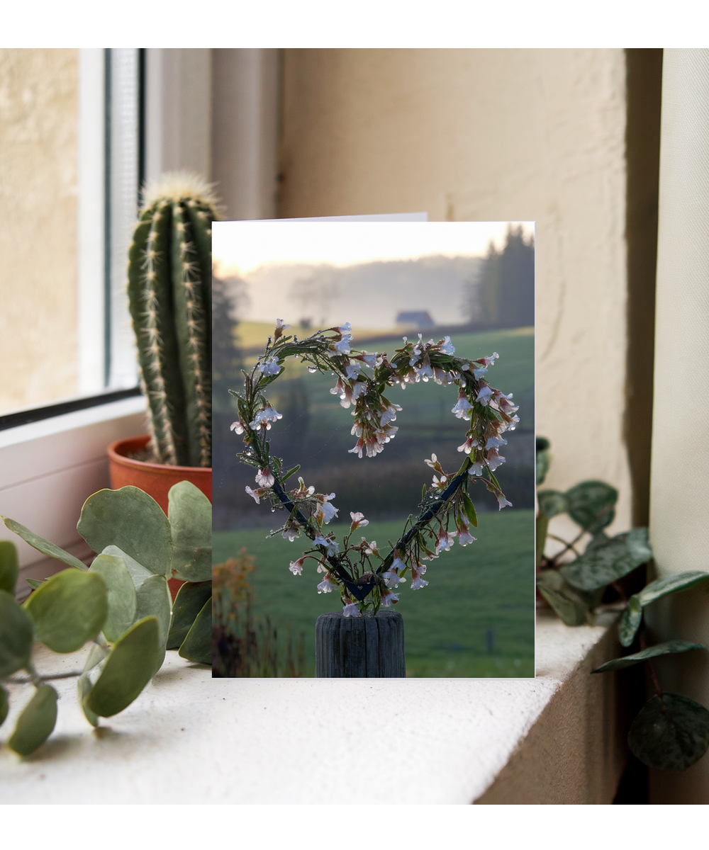 heart-shaped wreath made of wildflowers