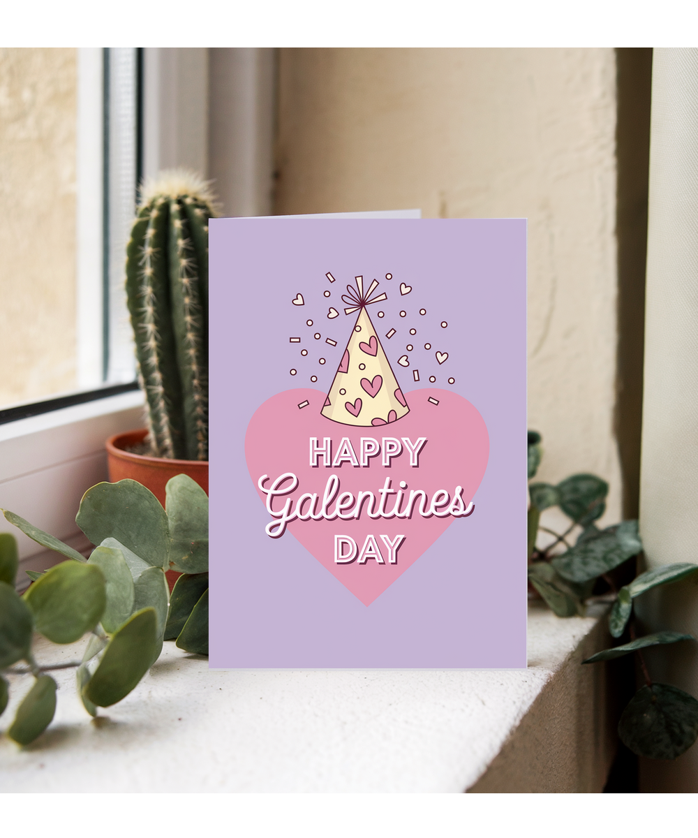 Happy Galentines Day Card cute hat