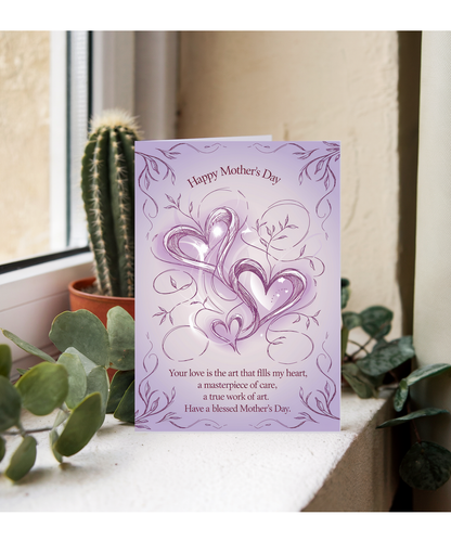 Mothers Day Card Love fills my heart lilac Traditional poem