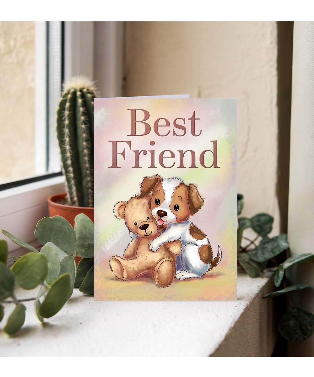 Best Friend - Puppy with a Teddy Bear