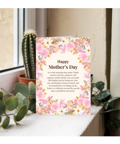 Happy Mother's Day to Step-mum floral heartfelt message