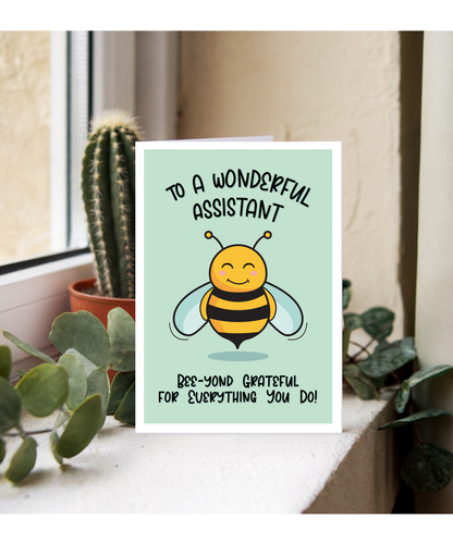 Teacher Thank You Card for Teaching Assistant Beyond Grateful Bee Pun