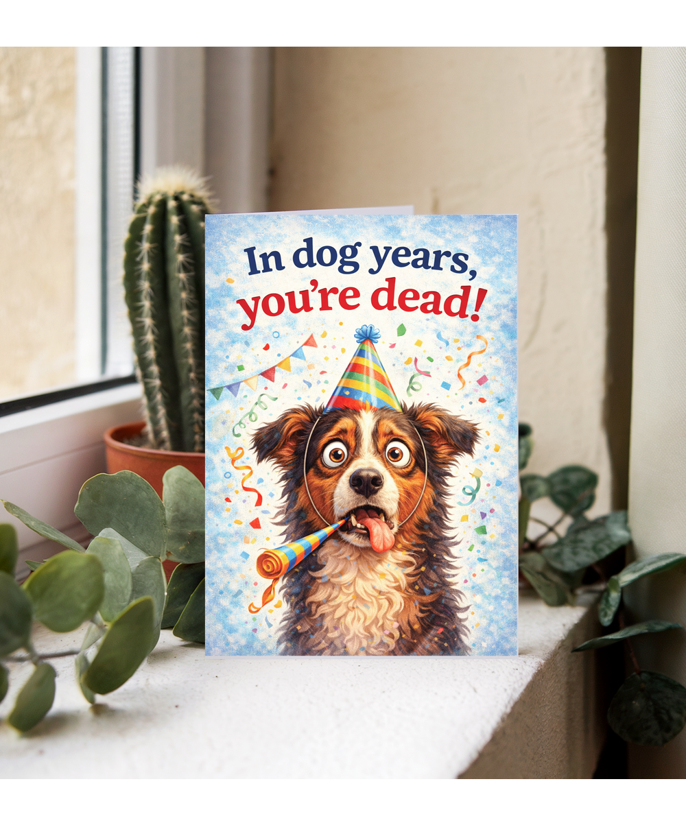 In dog years, you're dead! humorous happy birthday