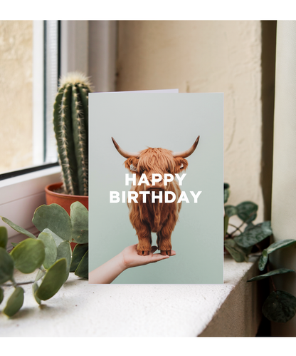 Happy Birthday Card mini Highland Cow