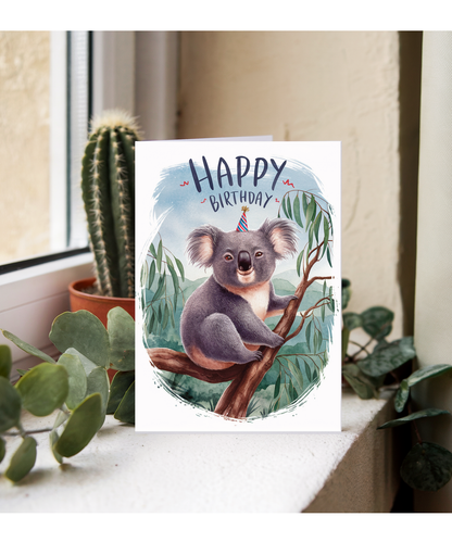 Happy Birthday cute koala watercolour