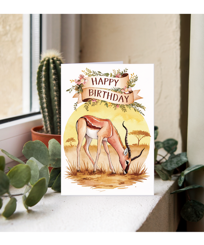Happy Birthday cute impala watercolour