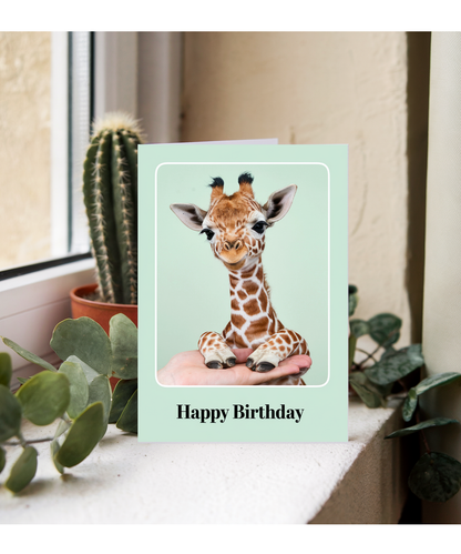 Birthday card Miniture Giraffe cute funny