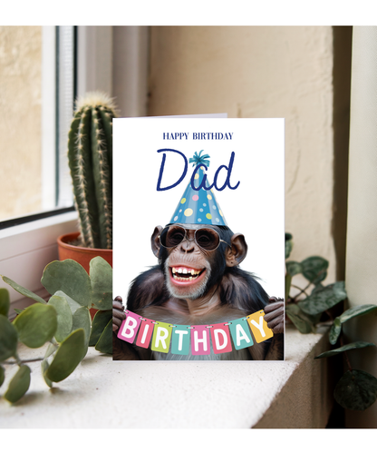 Chimpanzee happy birthday Dad