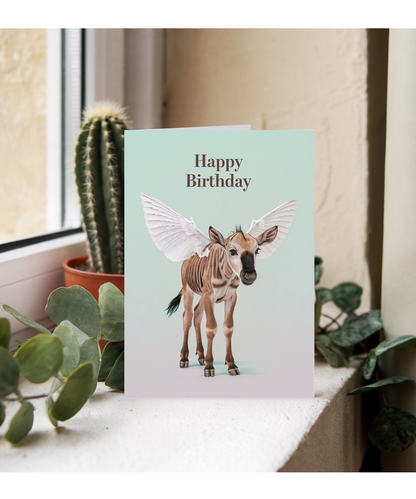Birthday Card Wildebeest with wings