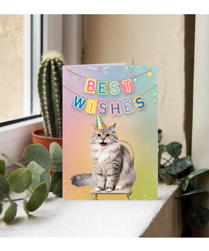 Best Wishes - Cat with a Party Hat