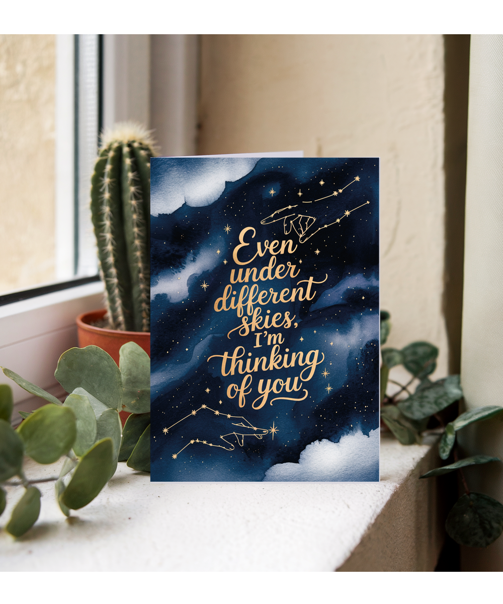 Thinking of You Card for Girlfriend Boyfreind Best Friend Under a Different Sky