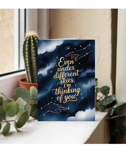 Thinking of You Card for Girlfriend Boyfreind Best Friend Under a Different Sky