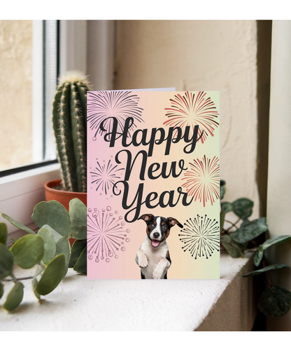 Happy New Year - Puppy with Fireworks