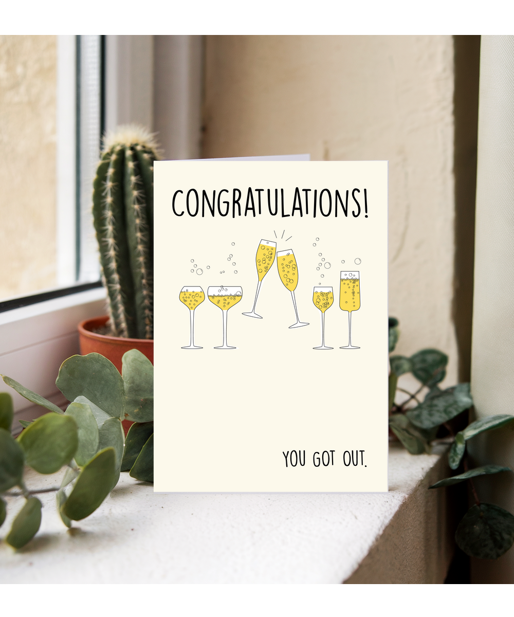 Funny Goodbye Card for Coworker You Got Out Joke