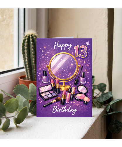 Glam Girl 13th Birthday Card for Makeup Lover Daughter or Niece