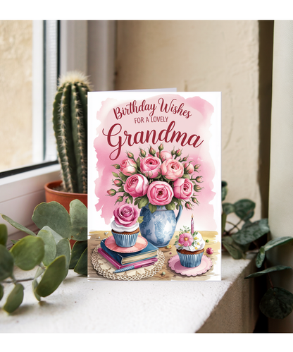 Birthday Wishes for a Lovely Grandma with Bouquet