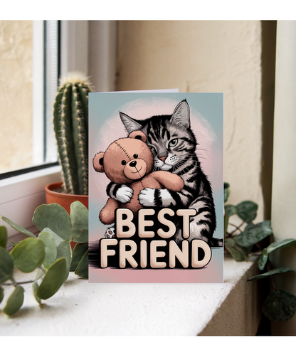 Best Friend - Cat Hugging a Teddy Bear