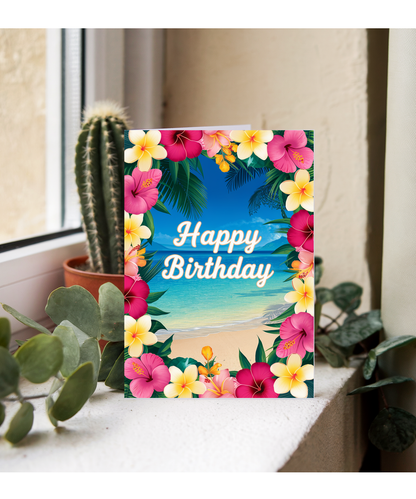 Tropical Flower Lei with Birthday Wishes