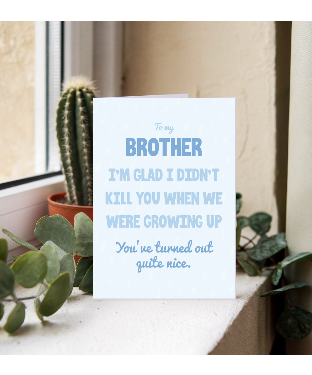 to my brother, I'm glad I didn't kill you when we were growing up