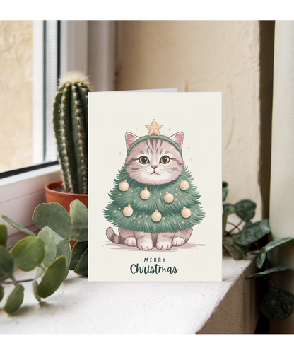 cat in christmas tree costume