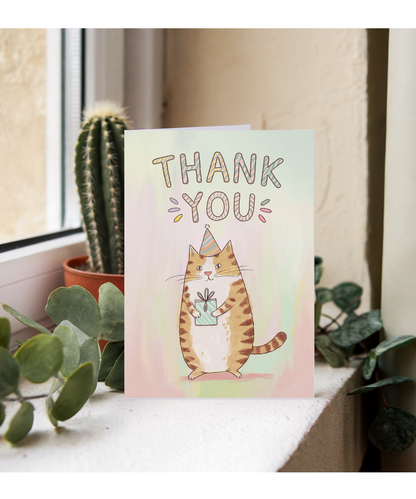 Thank You - Cat with a Gift Bag