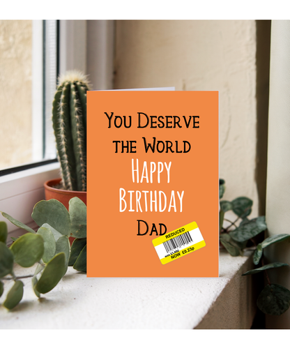 Funny Birthday Card for Dad Reduced Price Joke