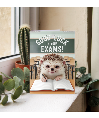 Good Luck in Your Exams Hedgehog with Glasses