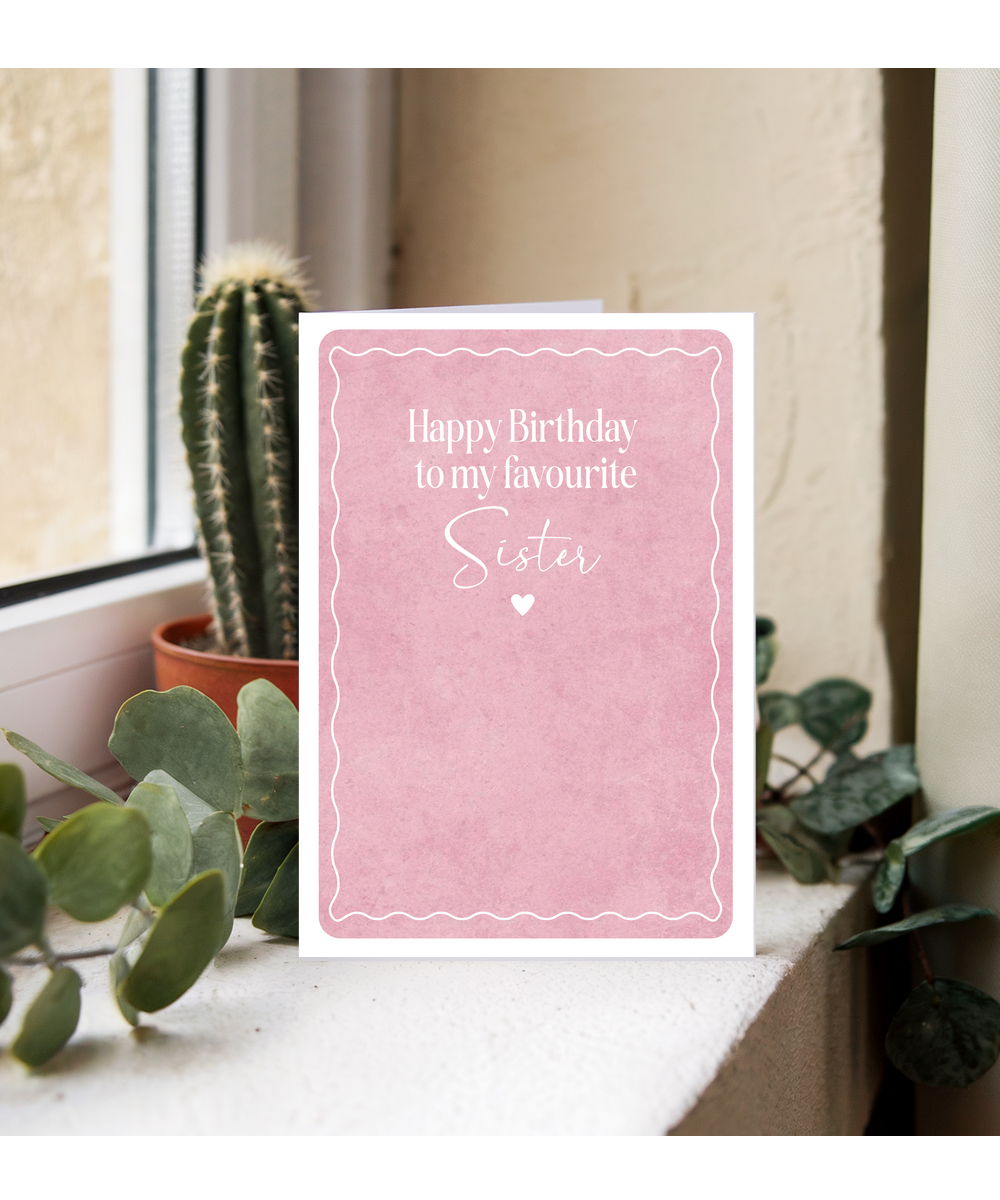 Happy Birthday card to my favourite sister pink