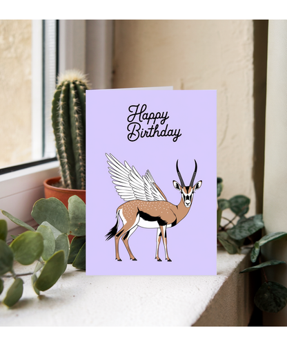 Birthday Card Springbok With Wings