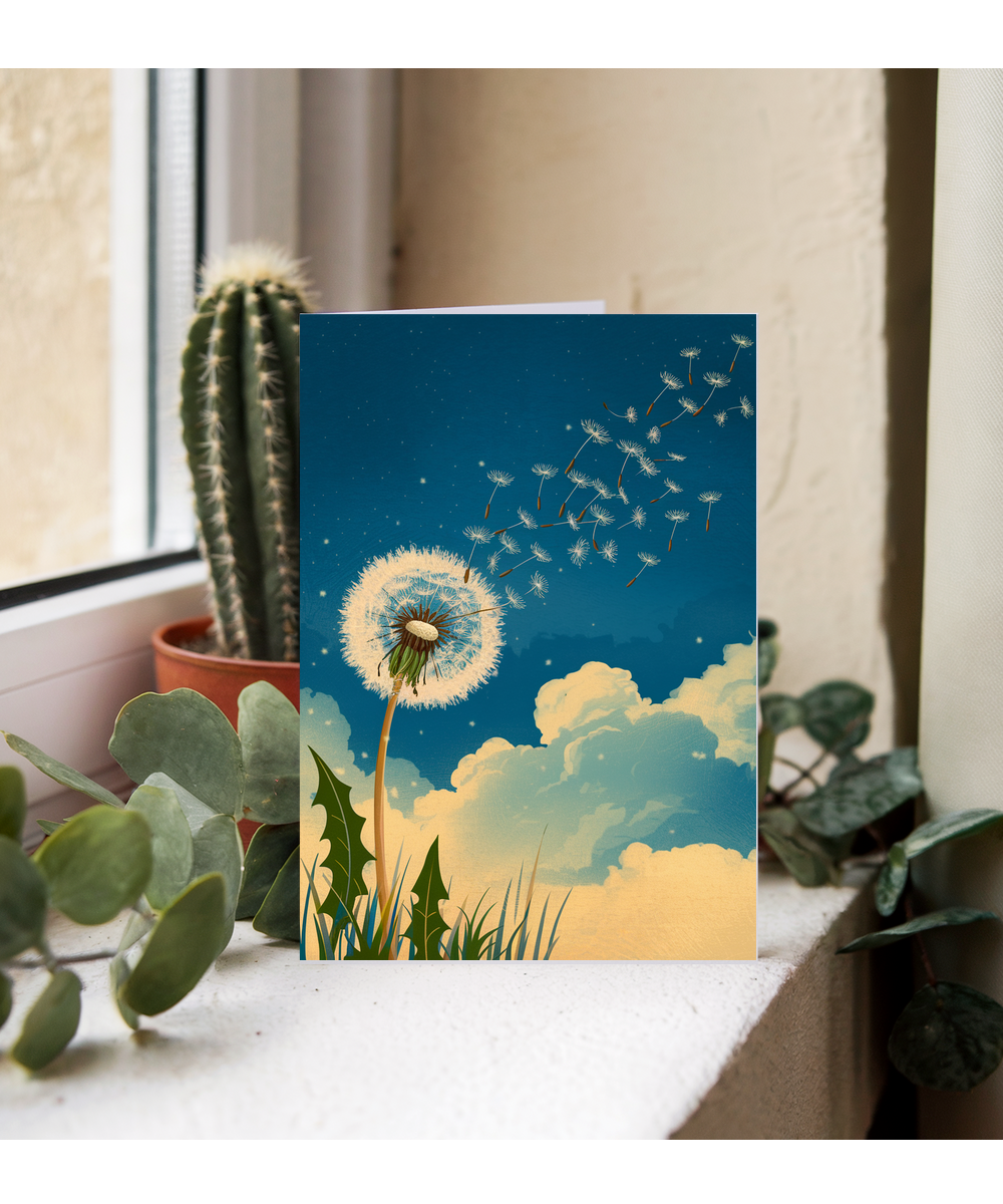 dandelion blowing in the wind