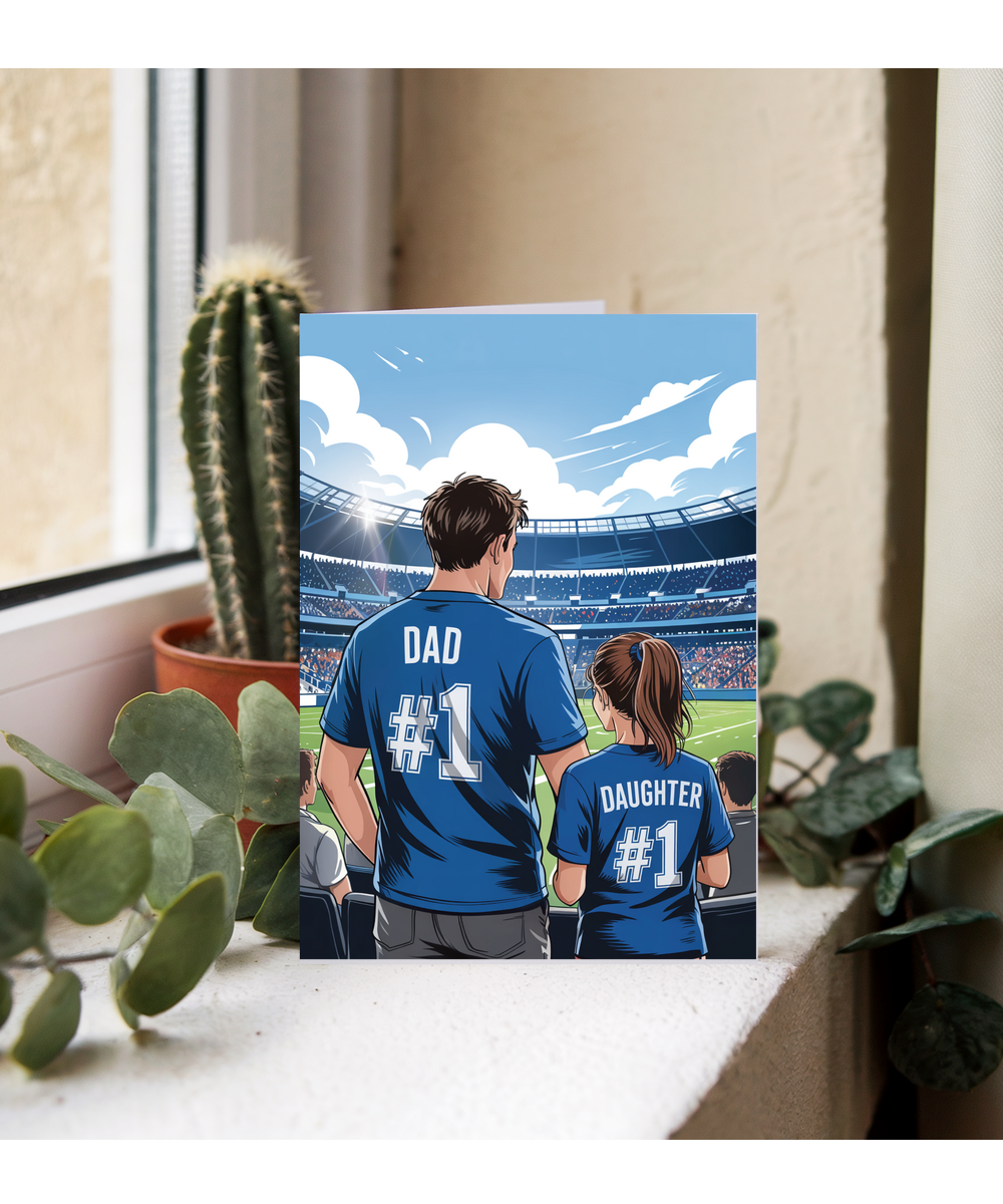football dark blue number one dad and daughter