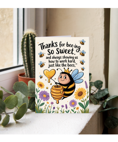 Thank You Card Student Teacher Thanks for Bee ing So Sweet