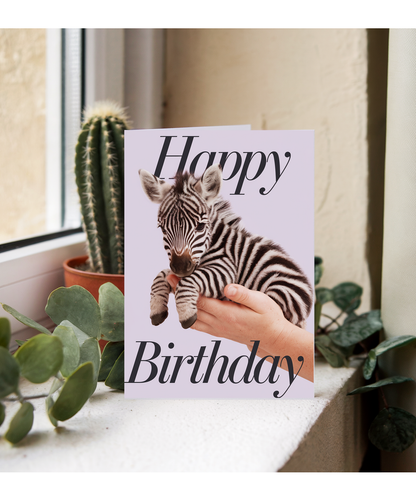Birthday card Miniture Zebra cute funny