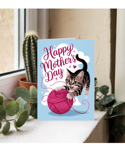 Happy Mothers Day with Playful Cat