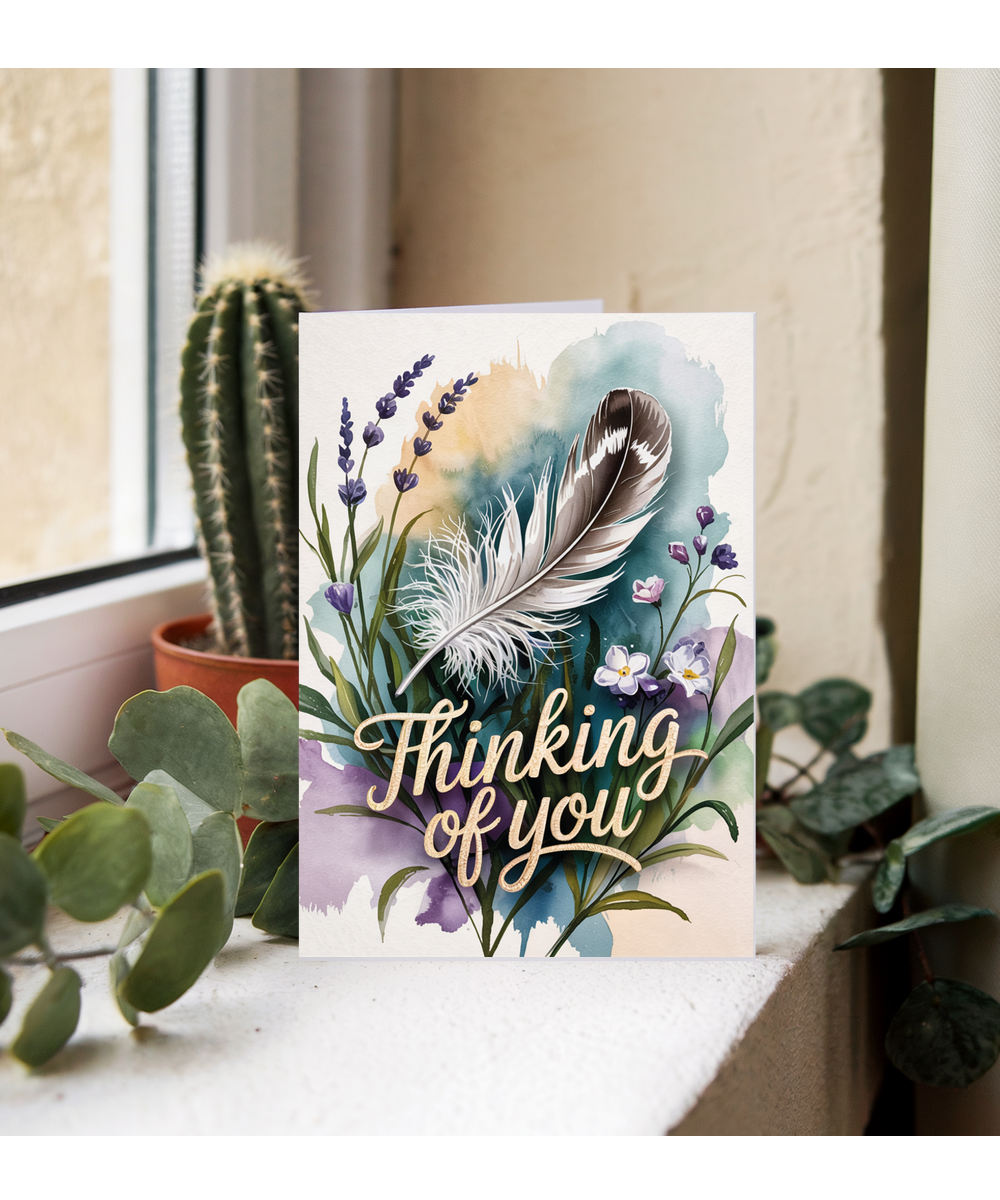 Sympathy Card for the Loss of Loved Ones Thinking of You with Feather Design