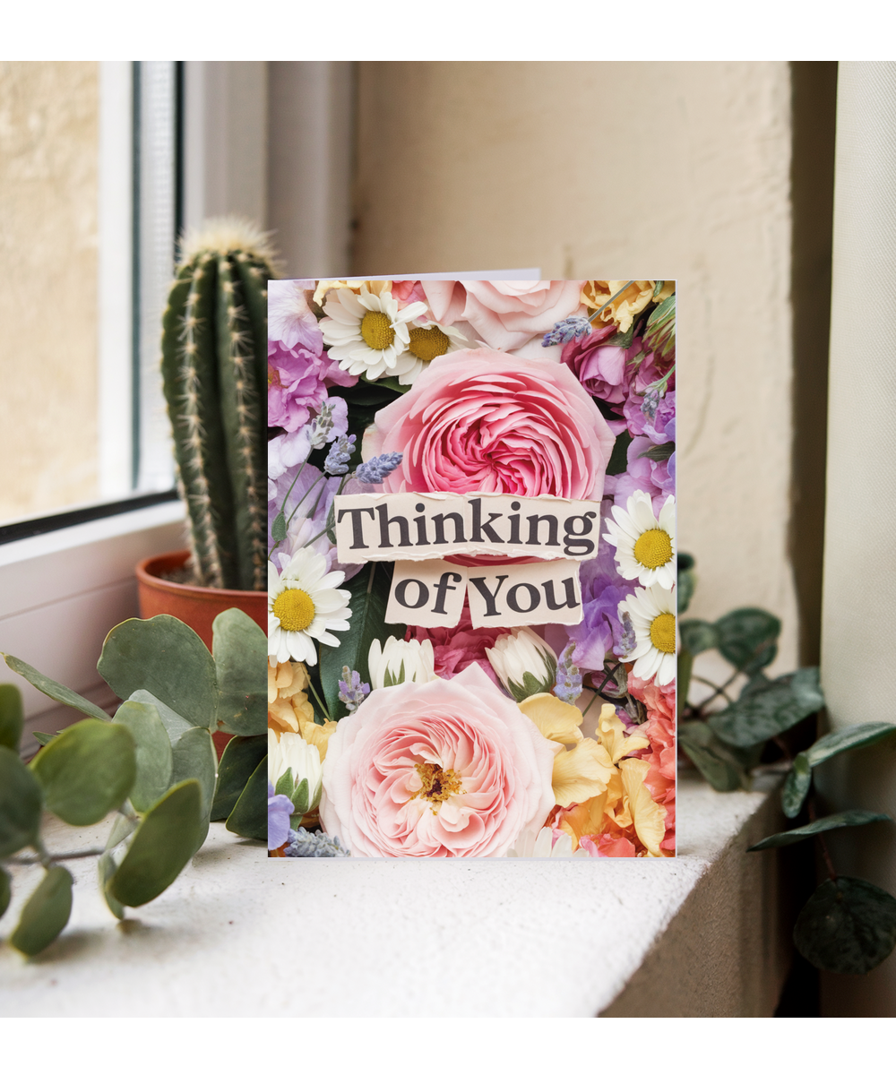 Thinking of You Card with Flower Bouquet for Wife Girlfriend Best Friend